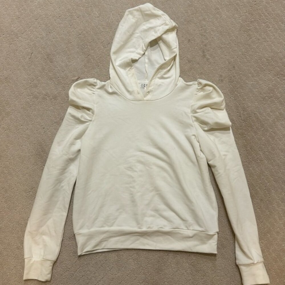 Woman’s Puff Sleeve Hooded Sweatshirt. Size Small.‎ White. Excellent condition